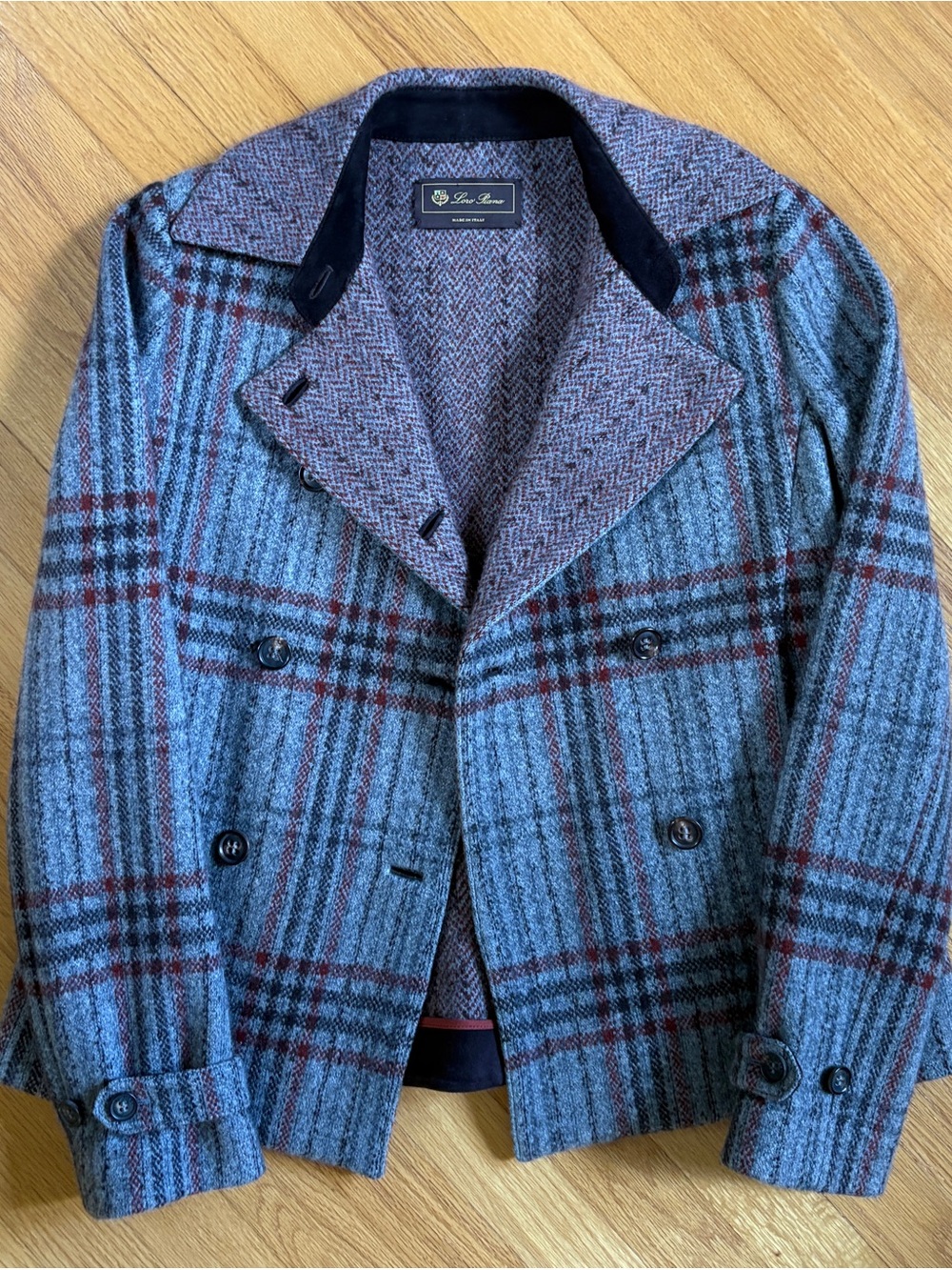Loro Piana Women’s Double-Breasted Plaid Peacoat